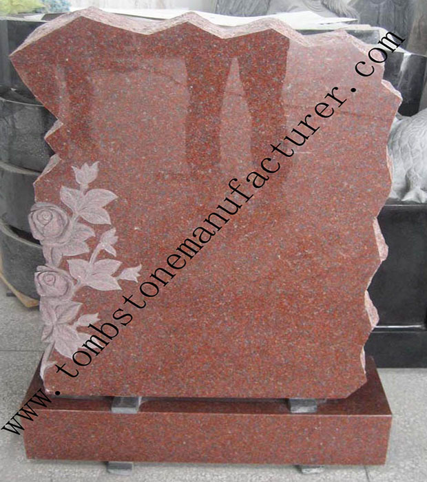 rose carving granite headstone41